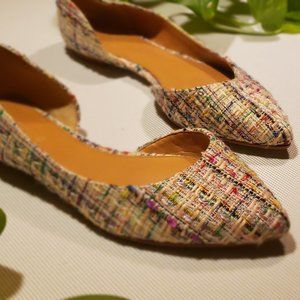 J.Crew Dorsay Tweed Flats